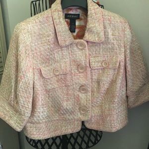 Lane Bryant Pink Tweed Lined Cropped Blazer